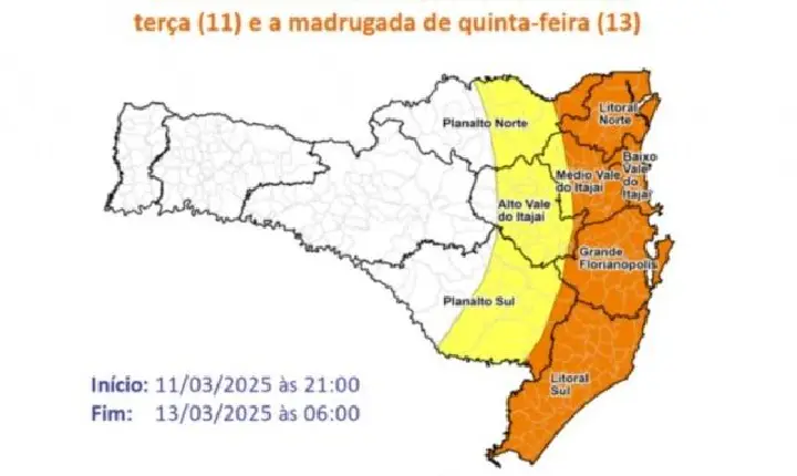 Temporal com previsão de 200 milímetros de chuva gera alerta de alagamentos para “metade” de SC