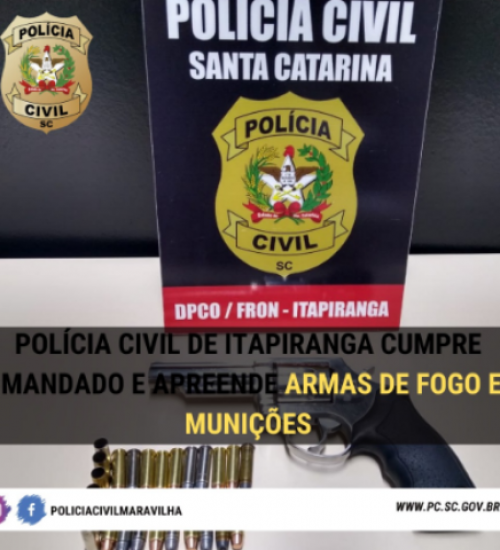 Polícia Civil de Itapiranga apreende revólver e espingarda.